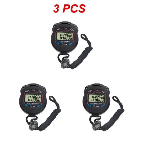 1~5PCS Kökstimer Klassisk Digital Professionell Handhållen LCD-kronograf Sportstoppur Timer Watch med Style A 3pcs