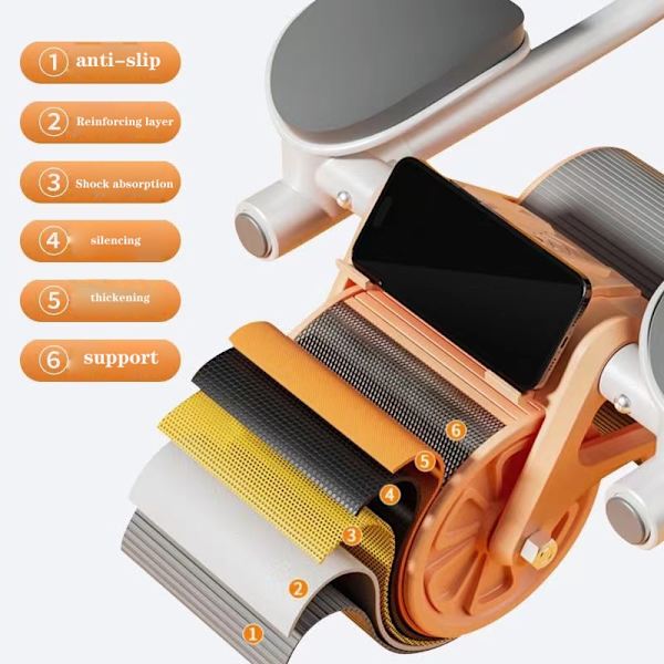 Automatisk rebound maghjul Maghjul med dyna Push-up Platt muskelstretch Roller Support Mute magtränare Orange