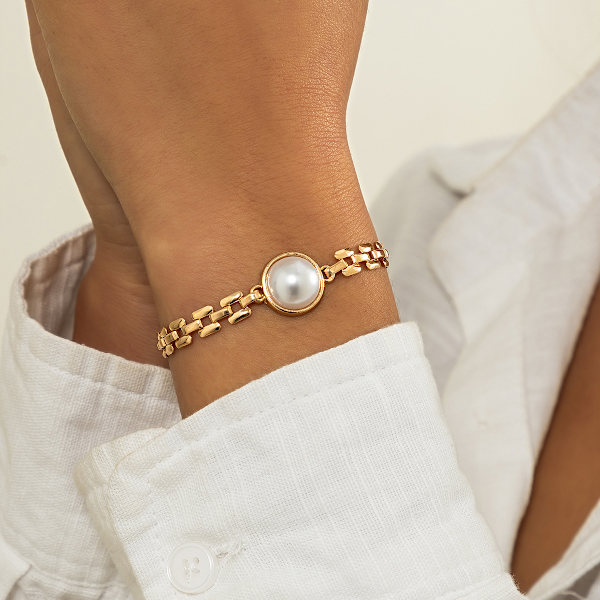 Prydnad Hip Hop Metall Ihålig Mikro Inläggningar Pärlor Kedja Halsband Temperament Tre rader Watch Chain Halsband för kvinnor Bracelet Gold 0973