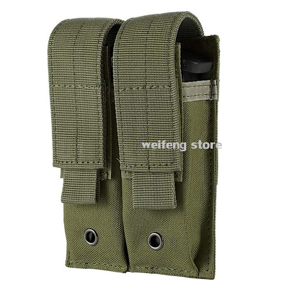 9 mm tidskriftspåse Taktisk enkel dubbel magpåse utomhus Molle tidningspåse med öppen topp för Glock M1911 92F Torch Bag Triple Bag double green
