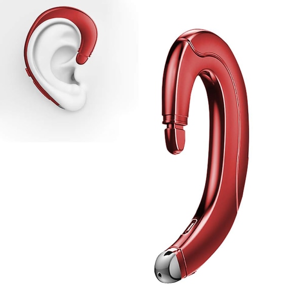 Äkta trådlös Bluetooth osynlig enstaka öronsnäcka med mikrofonbrusreducerande Vattentät öronkrok utan öronpropp Sportheadset för mobiltelefon (silver)