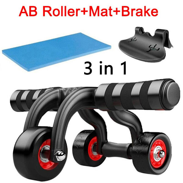 No Noise 3 Wheels Abdominal Roller Home Fitness Eq 3 in 1