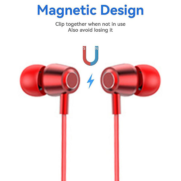 Bluetooth hörlurar Nackband, inbyggd brusreducerande mikrofon, trådlöst Nackband Headset För Sport Stereo För Android Vattentätt Red