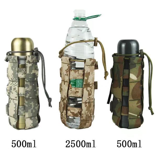 Utomhus vattenflaskpåse Tactical Molle vattenflaskapåse Oxford Cover hölster Camping vattenpåsar Vandring vattenkokare kaqi