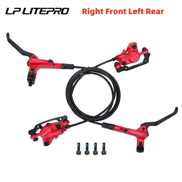 Litepro Cykelbromsar Set BMX Hydrauliska bromsar Skivbromsar för hopfällbara cykeltryck Bromsok Kolv 800MM/1600MM Med Rotor 160MM LP A Set Red
