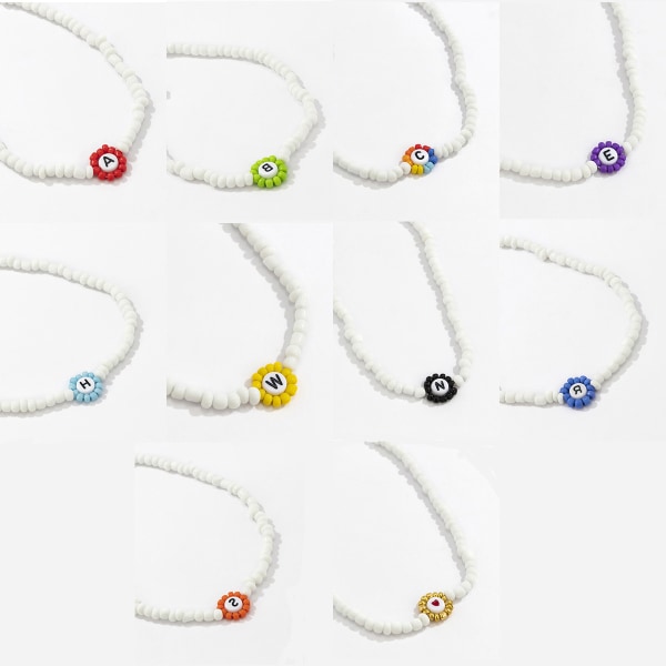 Pastoralfärgad pärlbokstäver Halsband Armband Enkel akrylbokstäver pärlhalsband Bracelet Color 0837