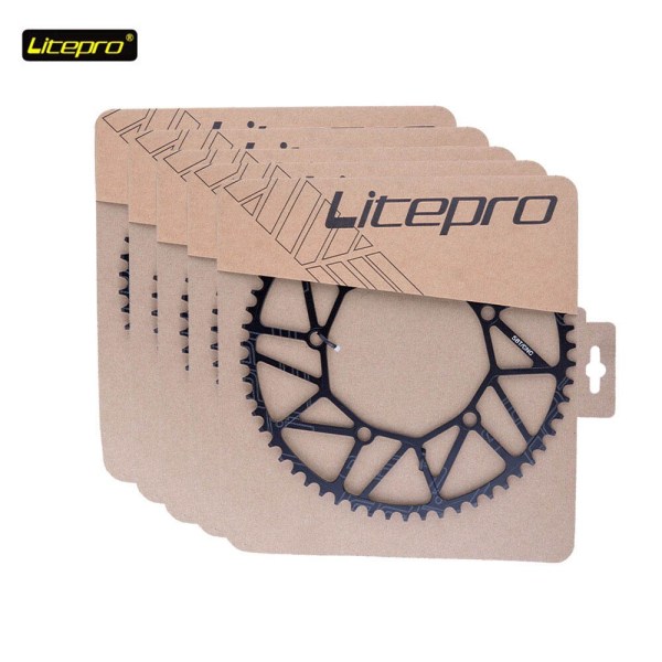 Litepro 130BCD Cykel CNC Legering Single Disc Gear Round Plate Vevsats 50/52/54/56/58T Vikbar Cykel Kedjehjul Vev Kedjering 52T