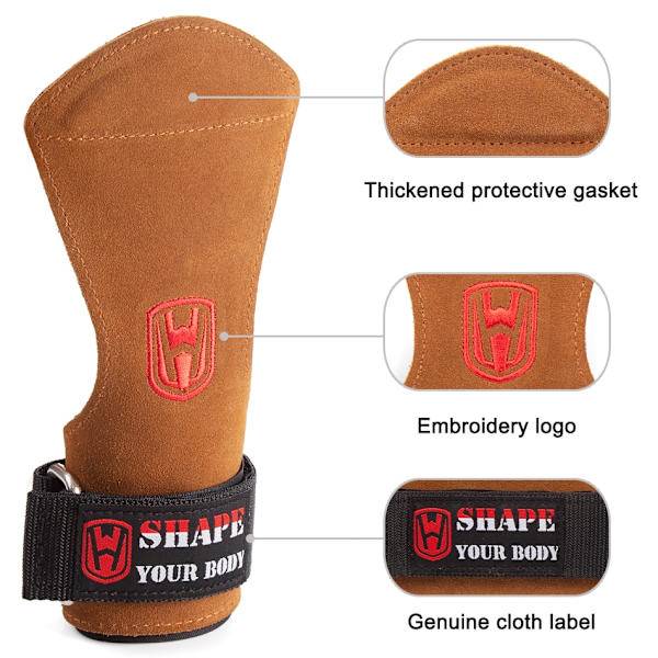Hantel Horizontal Bar Gym Handskar Handflatskydd Advanced//Brown