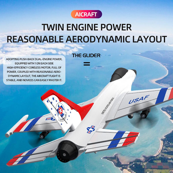 F16 Foam RC Flygplan 2/3 Kanaler Fjärrkontroll Flygplan 2.4G Radiokontroll Stunt Glider RC Fighter Plane Leksaker för barn Pojke 2 Channels F16 1Bat
