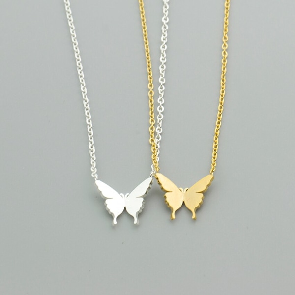Pretty Big Butterfly Pendant Halsband Dam Barn J Silver Plated