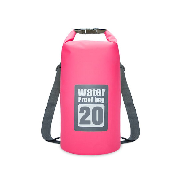 PVC Vattentät Torrväska 5L/10L/15L/20L/30L Utomhusdykning Vikbar förvaring Strandsimväska Rafting River Ocean Ryggsäck 20L Pink