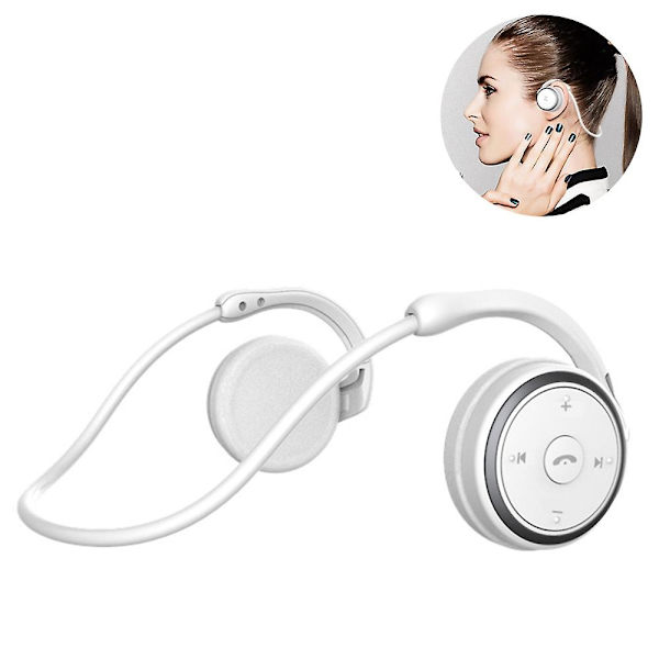 Bakom huvudet Hörlurar, nackband runt hörlurar Lättvikts Litet hopfällbart trådlöst sportsvetttätt headset med inbyggd mikrofon White