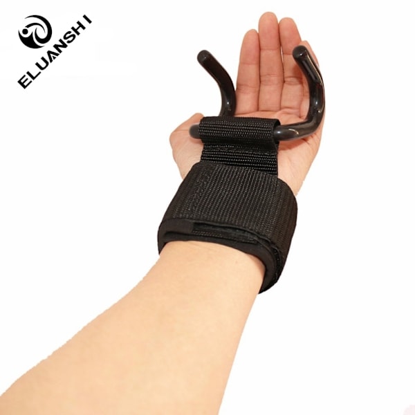 ELUANSHI Justerbara starka stålkrokar remmar Viktlyftning Styrketräning Gym Fitness Svart handledsstöd Lyftremmar 1 PCS