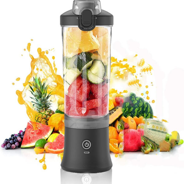 Bärbar Juicer Blender 600ML Elektrisk Juicer Fruktmixer 4000mAh USB Uppladdningsbar Mini Smoothie Blender Personlig Juicer black