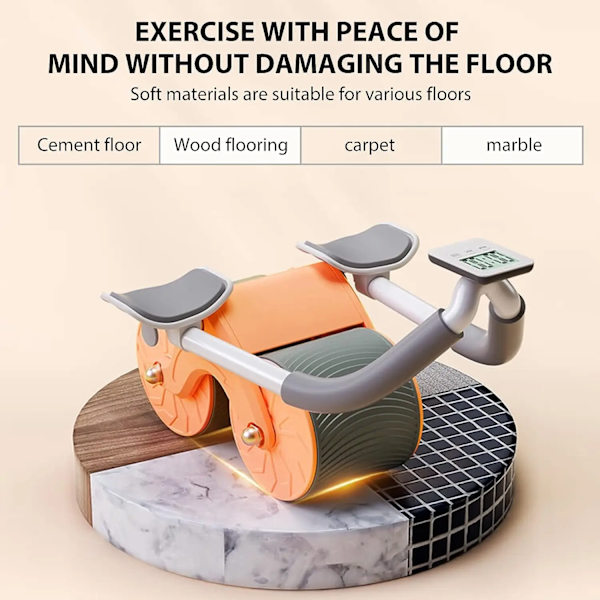 Armbågsstöd Automatisk Rebound Maghjul Dubbelt handstöd AB Wheel Roller för Fitness Magträning