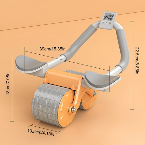 2 i 1 Abdominal Roller Wheel Silent Automatic Reb Orange with Timer