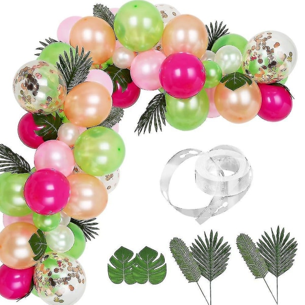 Tropiska Ballonger Garland Kit Gör själv Ballongbåge Garland med tropiska blad och ballongremsa