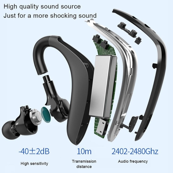 YL6S trådlös hörsnäcka Bluetooth hörlurar Business D Gray