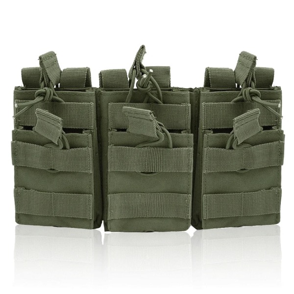 Tactical Molle Pouch Triple Magazine Pouch Dubbellager Mag-påsar Universal patronhållare M4 M14 M16 AK AR Gun Tillbehör Green