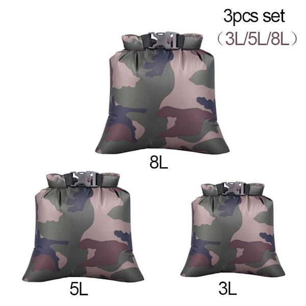 3/6 st set utomhus vattentät väska torrsäck Vattentät torr ryggsäck förvaringspåse för drivande båtliv Flytande kajakpaddling Beach 3pcs set C