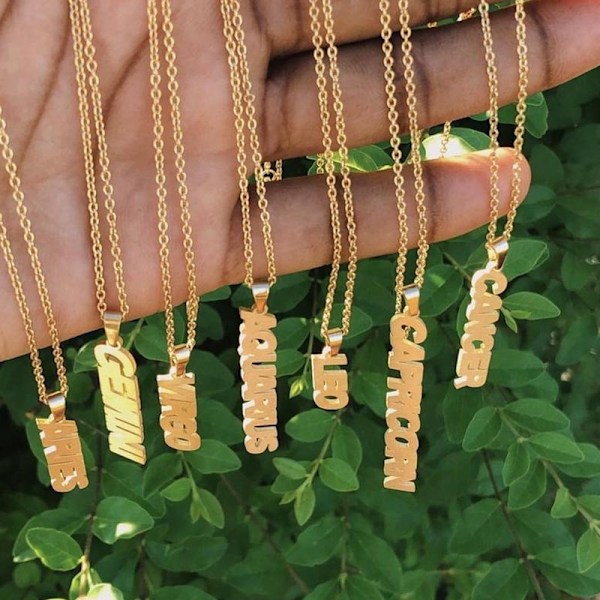 Constellation Namn Halsband Hänge Rostfritt Stee Rose Gold Capricorn