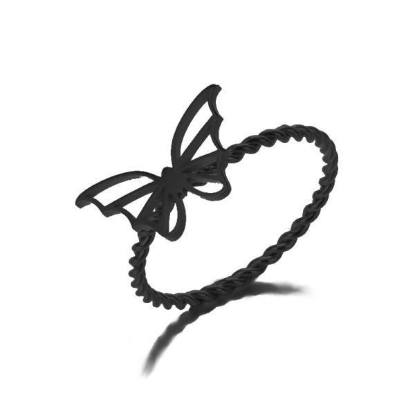 Enkelt rostfritt stål Retro Lady Butterfly Twisted Chain Rings Hjärta Kors Runt Enkelt Finger Smycken För Dam Tillbehör JZ3674B 7