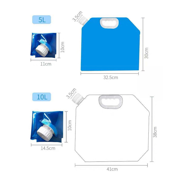 Cbmmaker 5L/10L Camping vattenpåse hopfällbar vatten C 10L Blue