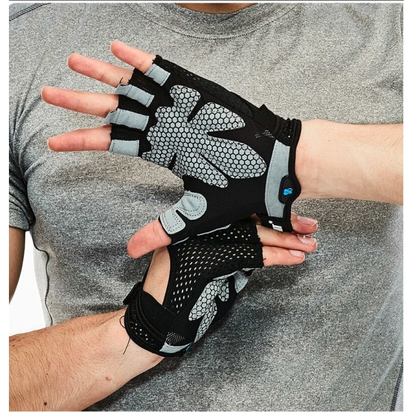 Half Finger Gym Handskar Big Size viktlyftande passform Grey M 18-19.5