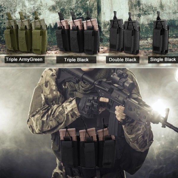 Tactical Molle Magazine Pouch Tactical Pouch Enkel/Dubbel/Triple Rifle Pistol Mag Pouch 2-lagers patronhållare för M4 M14 M16 Type 1-Tan