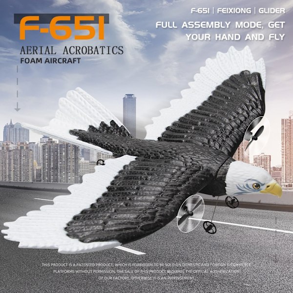 RC Foam Plane 405mm Simulering Wingspan Eagle Aircraft 2.4G Radiokontroll Fjärrkontroll Glider Flygplan Leksaker för barn Pojkar FX651-3B