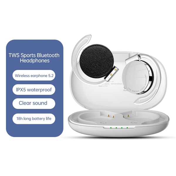 F2 TWS Bluetooth hörlurar med mikrofoner Sport White