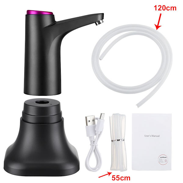 Bärbar automatisk vattendispenser Elektrisk vattenpump Knappkontroll USB Charge Drink Dispenser för kök Office Outdoor Black Upgrade