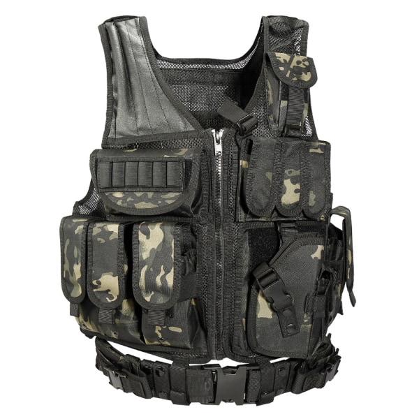 Outdoor Summer Mesh Andas träningsväst Multifunktionell Special Forces Väst Cs Field Tactical Väst CP camouflage Average code (size adjustable)