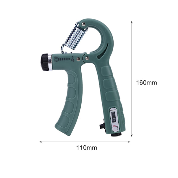 Räknedynamometer Handgrepp Fitness Handgrepp 5-60 kg Handträning Gripper Gymutrustning Handledsrehabiliteringsutvecklare Army Green