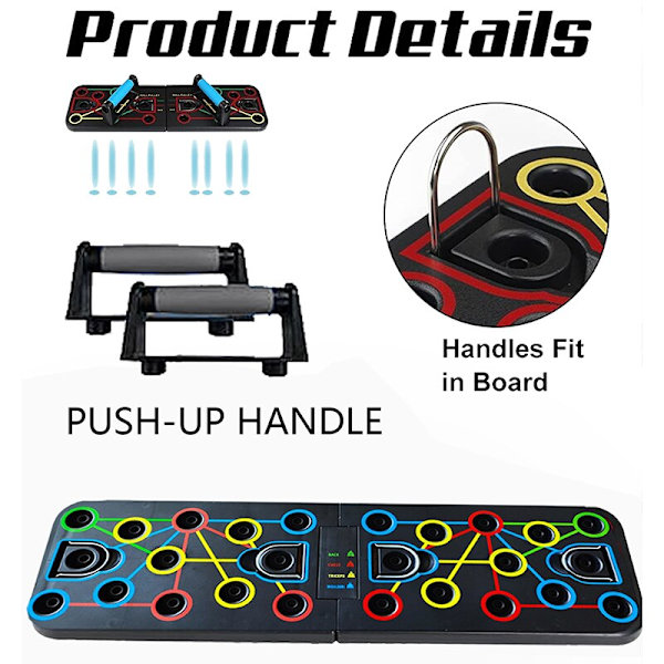 Hopfällbar push-up träningsbräda Bårar för dubbla användningsområden Multifunktionell halkfri Fitness Refining Abs Pectoralis Brace Hem FWCB-C