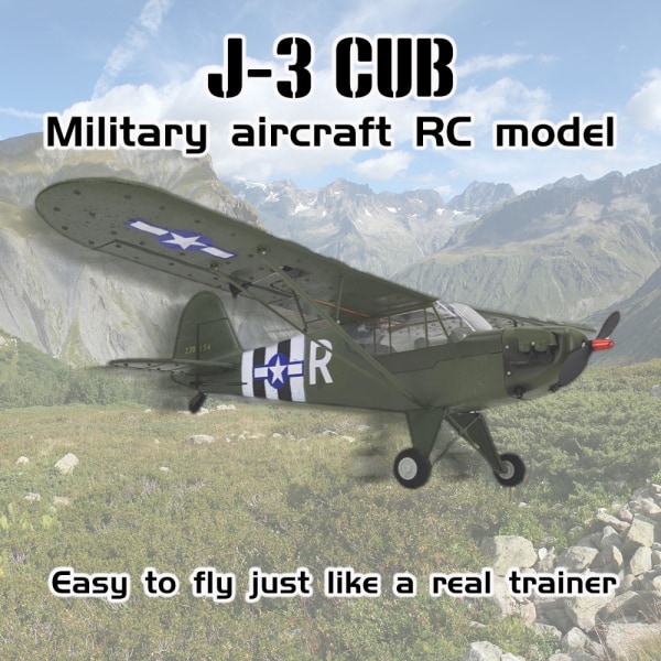 J-3 CUB Militärflygplan Borstlösa Motor Rc Planes 2.4G Radiostyrning Flygplan 6G Mode Glider Fighter Hantverksleksaker för vuxna FX9703 2Bat