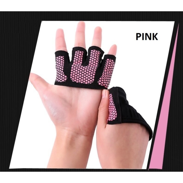 4-Finger Gym Half Finger Palm Protection Fitness W Pink XL 9-10cm