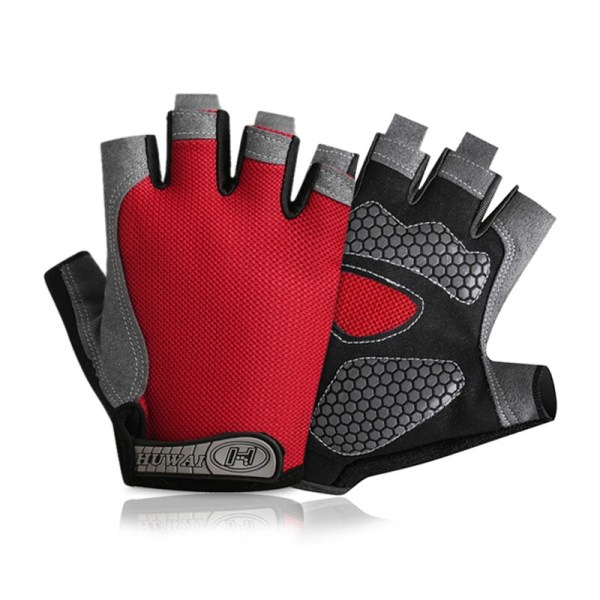 Gym Handskar Herr Half Finger Cykelhandskar Dam Mi Silicone Red XL