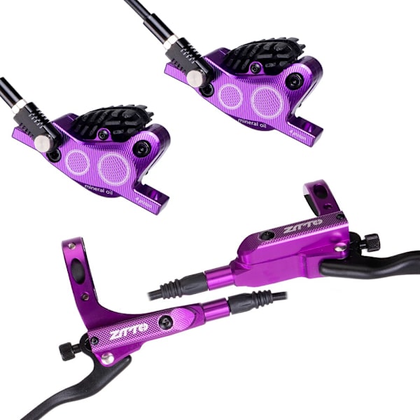 ZTTO MTB Hydrauliska bromsar 4 kolv bromsok M840 Bromsbelägg Skiva 160mm Set Cykelkomponenter Purple-B