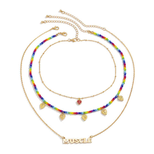 Retro kontrastfärg Risformade pärlor Strängade pärlor Halsband Dam enkel bohemisk tofs handvävt halsband Style 2 Gold 2160