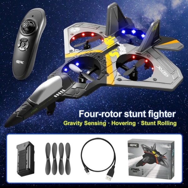 V17 Gravity Sensing Rc Plane Flygplan Segelflygplan Radiokontroll Helikopter EPP Foam Fjärrstyrda flygplansleksaker för pojkar Barn V25-BU-1Bat With 4K