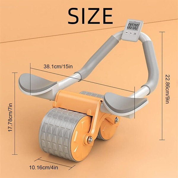 Ab Roller Wheel Automatisk Rebound Med Armbågsstöd Grey Timer