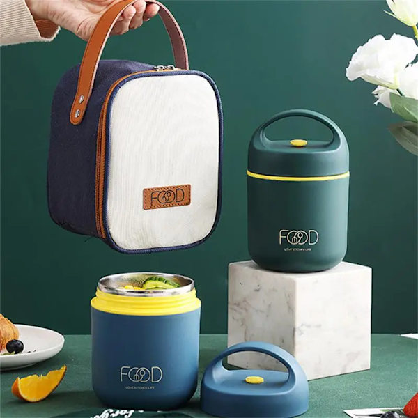 Rostfritt stål Vakuum Thermal Lunchlåda Isolerad Lunchpåse Mat Varmare Soppakopp Termosbehållare Lunchlåda för barn Tupper 2 Layer Lunch Box Good Insulation