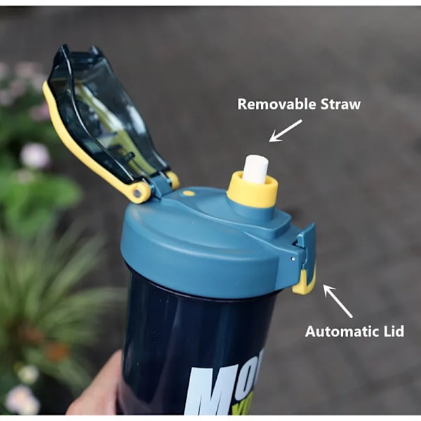Sport Shaker flaska 800 ml stor kapacitet med halm shaker flaska proteinpulver milkshake kopp utomhus portabel plastflaska Style C