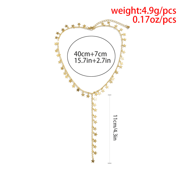 Ornament Matchande lång Y-formad Xingx tofs tröja kedja halsband Enkelt elegant metall halsband Gold 4754
