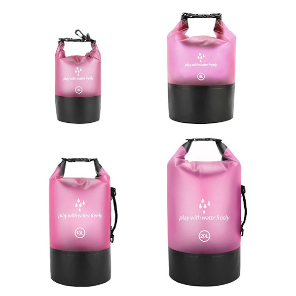 PVC Vattentät Väska 5L 10L 20L Utomhusbadväska Dykning Kompressionsförvaring Torrväska För Man Kvinnor Kajakryggsäck Pink 10L