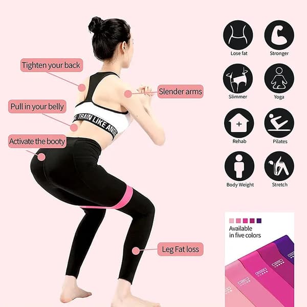 Resistance Loop Exercise Bands 5 Different Resistance Levels Elastic Band Suitable for arm Leg Stretching and Strength Training 5Pcs Macarons