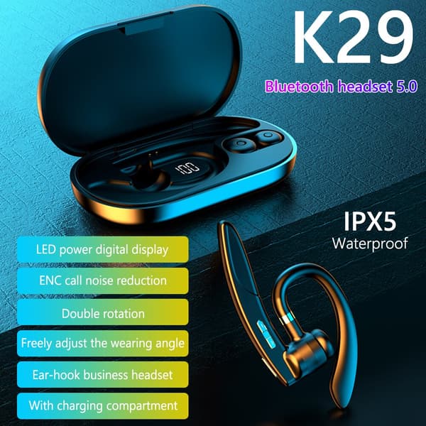 K29 Bluetooth Ear-Hook Hörlurar Mikrofon LED Di Red