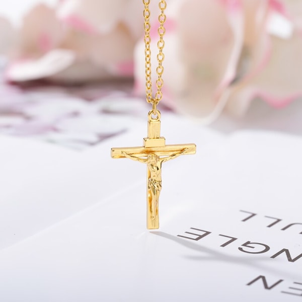 Jesus Cross-halsband i rostfritt stål för kvinnor Co Silver Plated