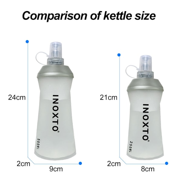 INOXTO 2021 Ny flaska Utomhus Löpning Sport Mountainbike Stor kapacitet Multifunktionell sport Mjukt vatten flaska vattenpåse 450ML 10PCS